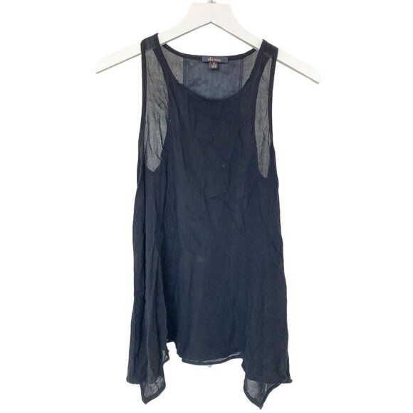 Ella Moss Faux Leather Detail Tank Top Lightweight Tunic Style Hem - Picture 1 of 5